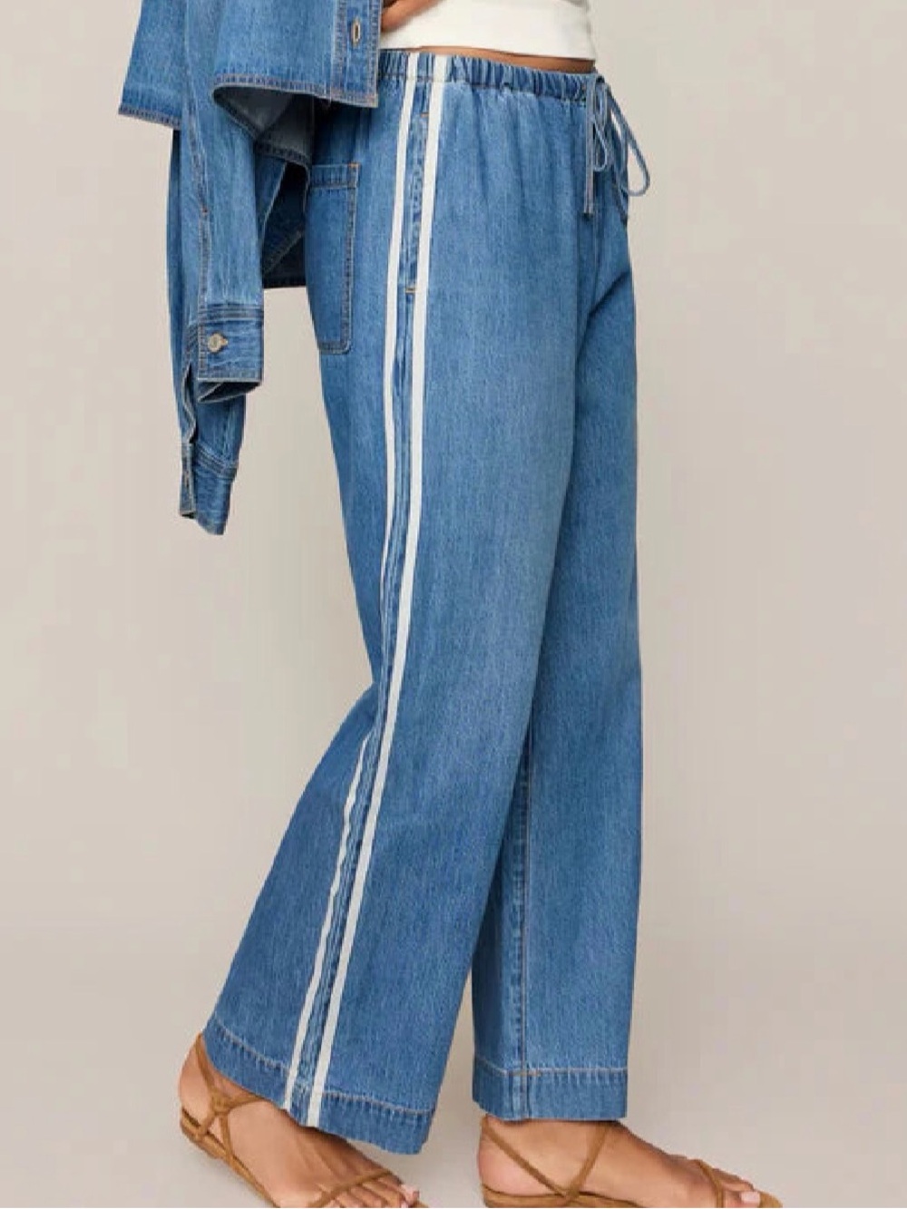 The Sidelines Denim Track Pant in Dreamstate